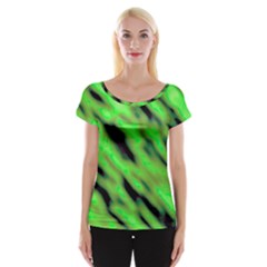 Green  Waves Abstract Series No7 Cap Sleeve Top by DimitriosArt