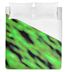 Green  Waves Abstract Series No7 Duvet Cover (queen Size) by DimitriosArt