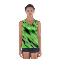 Green  Waves Abstract Series No7 Sport Tank Top  by DimitriosArt