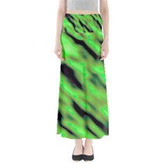 Green  Waves Abstract Series No7 Full Length Maxi Skirt by DimitriosArt