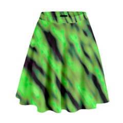 Green  Waves Abstract Series No7 High Waist Skirt by DimitriosArt