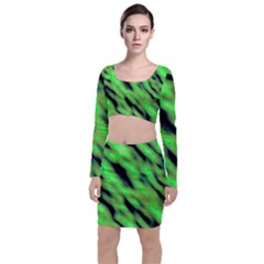 Green  Waves Abstract Series No7 Top And Skirt Sets by DimitriosArt