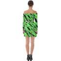 Green  Waves Abstract Series No7 Off Shoulder Top with Skirt Set View2