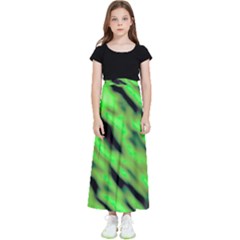 Green  Waves Abstract Series No7 Kids  Flared Maxi Skirt by DimitriosArt