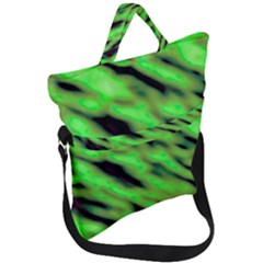 Green  Waves Abstract Series No7 Fold Over Handle Tote Bag by DimitriosArt