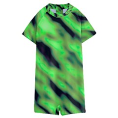 Green  Waves Abstract Series No7 Kids  Boyleg Half Suit Swimwear by DimitriosArt