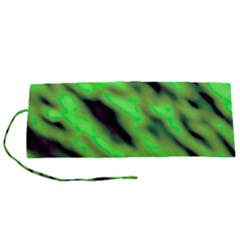 Green  Waves Abstract Series No7 Roll Up Canvas Pencil Holder (s) by DimitriosArt