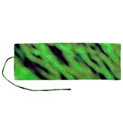 Green  Waves Abstract Series No7 Roll Up Canvas Pencil Holder (m) by DimitriosArt