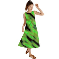 Green  Waves Abstract Series No7 Summer Maxi Dress by DimitriosArt