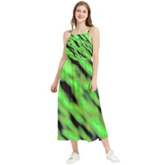 Green  Waves Abstract Series No7 Boho Sleeveless Summer Dress by DimitriosArt