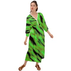 Green  Waves Abstract Series No7 Grecian Style  Maxi Dress by DimitriosArt