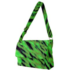 Green  Waves Abstract Series No7 Full Print Messenger Bag (l) by DimitriosArt