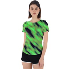 Green  Waves Abstract Series No7 Back Cut Out Sport Tee by DimitriosArt