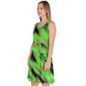 Green  Waves Abstract Series No7 Knee Length Skater Dress With Pockets View2