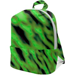 Green  Waves Abstract Series No7 Zip Up Backpack