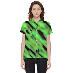 Green  Waves Abstract Series No7 Short Sleeve Pocket Shirt