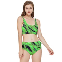 Green  Waves Abstract Series No7 Frilly Bikini Set by DimitriosArt