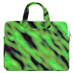 Green  Waves Abstract Series No7 Macbook Pro Double Pocket Laptop Bag