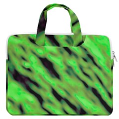 Green  Waves Abstract Series No7 Macbook Pro Double Pocket Laptop Bag (large)