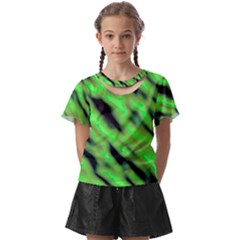 Green  Waves Abstract Series No7 Kids  Front Cut Tee