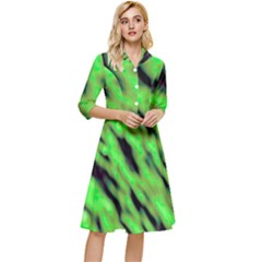 Green  Waves Abstract Series No7 Classy Knee Length Dress