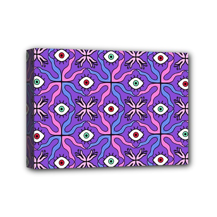 Abstract Illustration With Eyes Mini Canvas 7  x 5  (Stretched)