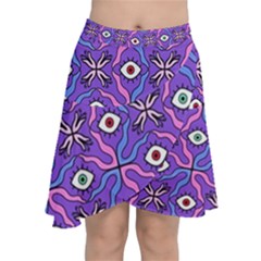 Abstract Illustration With Eyes Chiffon Wrap Front Skirt by SychEva