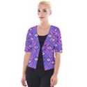 Abstract Illustration With Eyes Cropped Button Cardigan View1