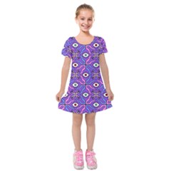 Abstract Illustration With Eyes Kids  Short Sleeve Velvet Dress by SychEva