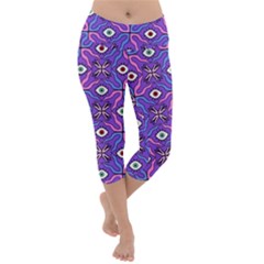 Abstract Illustration With Eyes Lightweight Velour Capri Yoga Leggings by SychEva