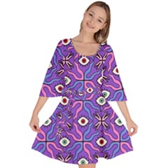 Abstract Illustration With Eyes Velour Kimono Dress by SychEva