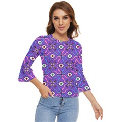 Abstract Illustration With Eyes Bell Sleeve Top