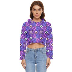 Abstract Illustration With Eyes Women s Lightweight Cropped Hoodie