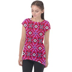 Abstract Illustration With Eyes Cap Sleeve High Low Top by SychEva