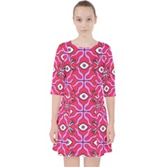 Abstract Illustration With Eyes Quarter Sleeve Pocket Dress by SychEva