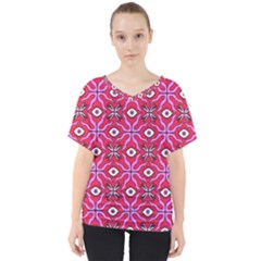 Abstract Illustration With Eyes V-neck Dolman Drape Top by SychEva