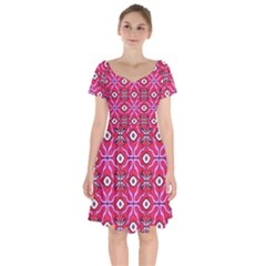 Abstract Illustration With Eyes Short Sleeve Bardot Dress by SychEva