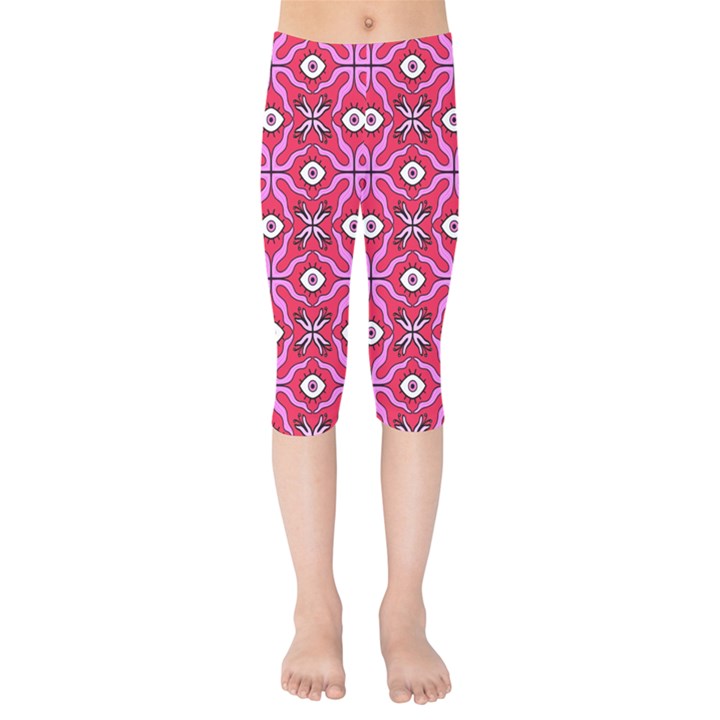 Abstract Illustration With Eyes Kids  Capri Leggings 