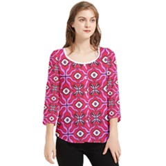 Abstract Illustration With Eyes Chiffon Quarter Sleeve Blouse by SychEva