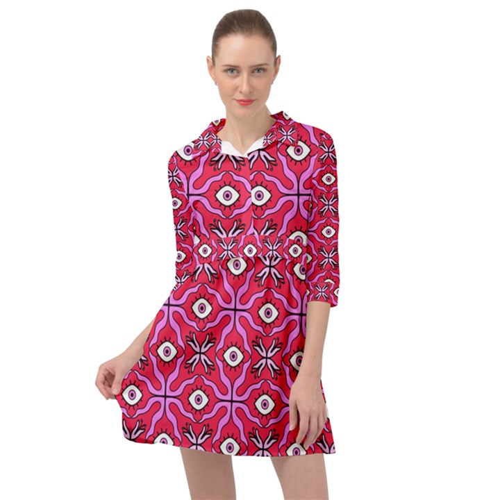 Abstract Illustration With Eyes Mini Skater Shirt Dress