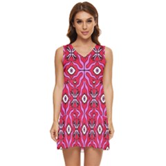 Abstract Illustration With Eyes Tiered Sleeveless Mini Dress