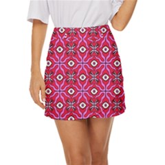 Abstract Illustration With Eyes Mini Front Wrap Skirt