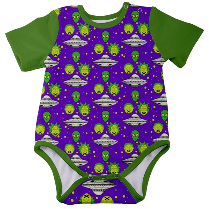 Rick Morty Alien ufo Baby Short Sleeve Onesie Bodysuit