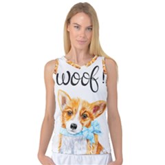 Welsh Corgi Pembrock With A Blue Bow Women s Basketball Tank Top