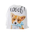 Welsh Corgi Pembrock with a blue bow Drawstring Pouch (XL) View2