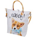 Welsh Corgi Pembrock with a blue bow Buckle Top Tote Bag View2