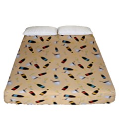 Festive Champagne Fitted Sheet (queen Size) by SychEva