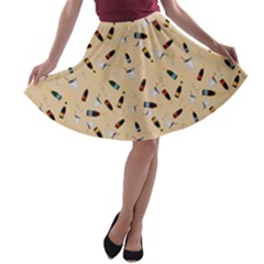 Festive Champagne A-line Skater Skirt by SychEva