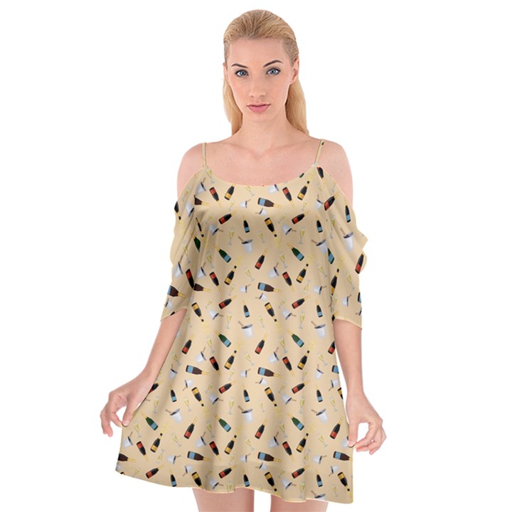 Festive Champagne Cutout Spaghetti Strap Chiffon Dress