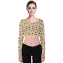 Festive Champagne Velvet Long Sleeve Crop Top View1